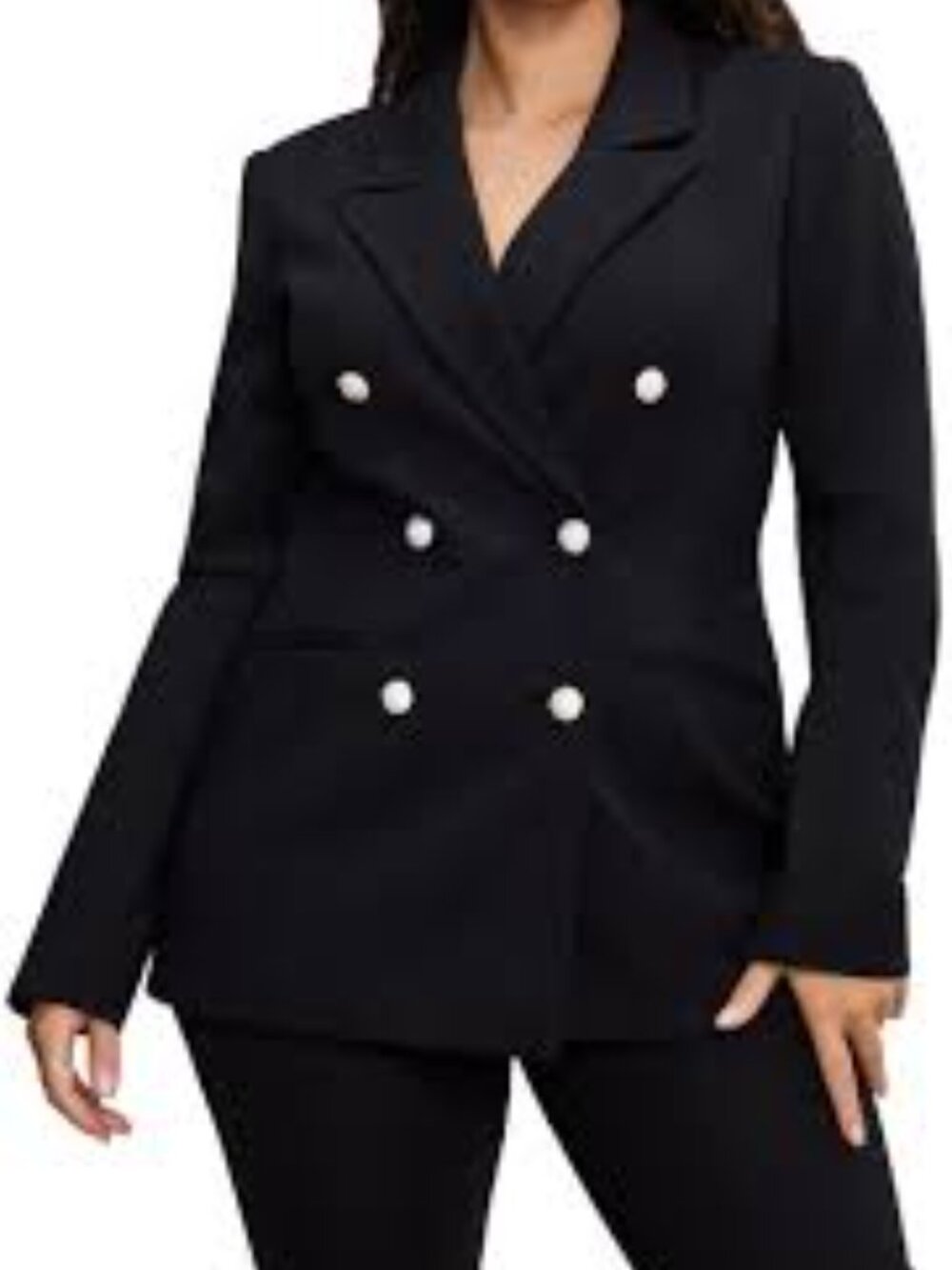 Good American Black Embellished Double Breasted Blazer Size 2x NWT